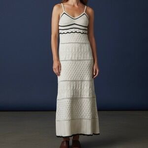 Olive + Oak | NWT Ivory Crochet Knit Boho Sleeveless Maxi Dress Large Resortwear